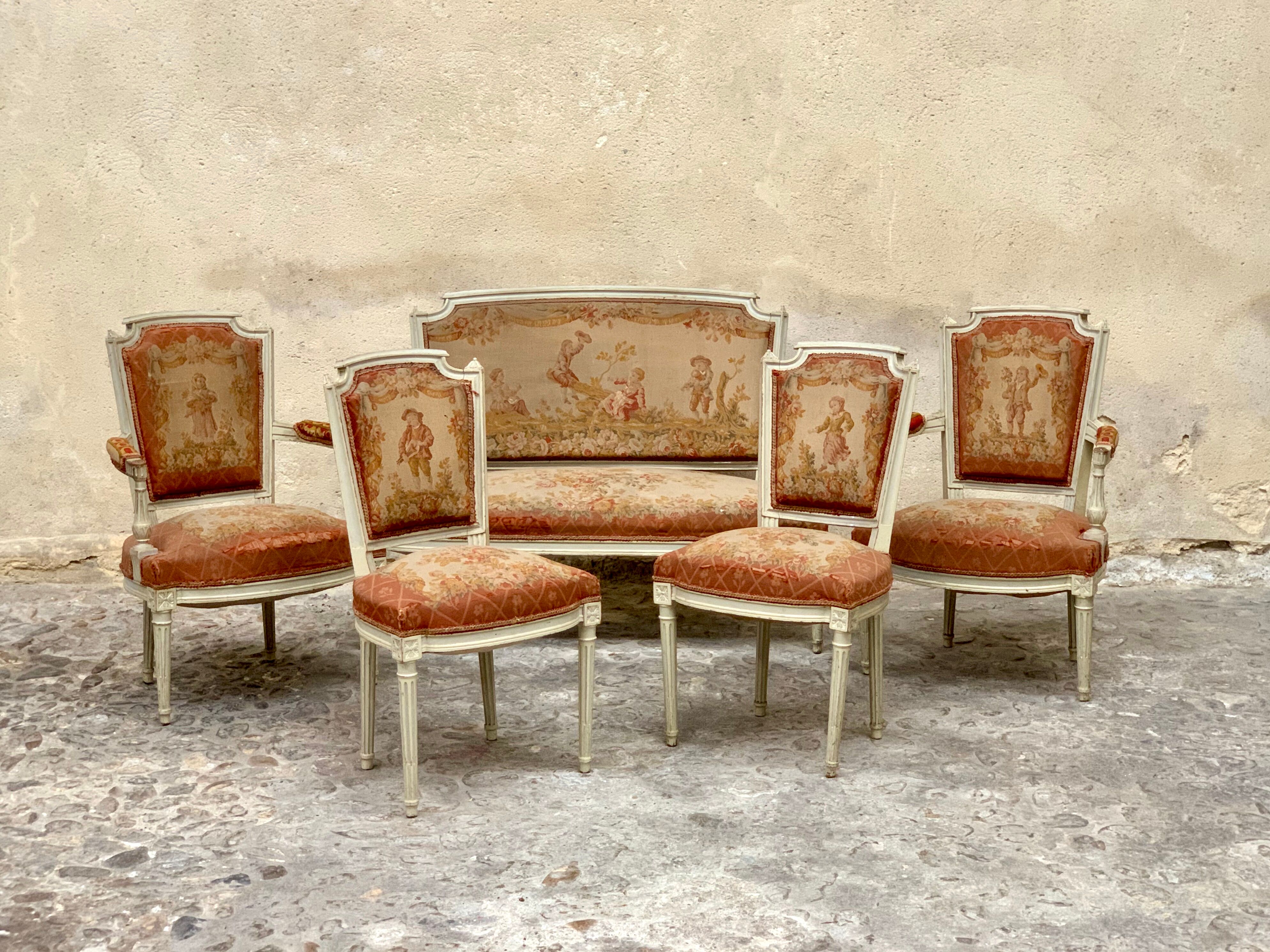 Pair of Louis XVI style armchairs