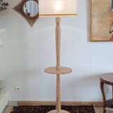 Light wood floor lamp with Art Deco wooden shelf