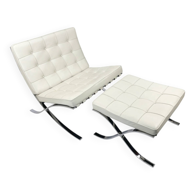 Fauteuil et ottoman Barcelona Knoll original — Mies van der Rohe