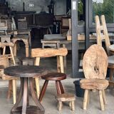 Mini low stool in upcycled old Asian teak H15 D24