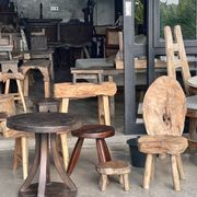 Mini low stool in upcycled old Asian teak H15 D24