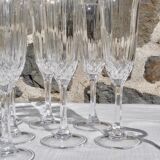 Set of 8 champagne flutes in cut crystal