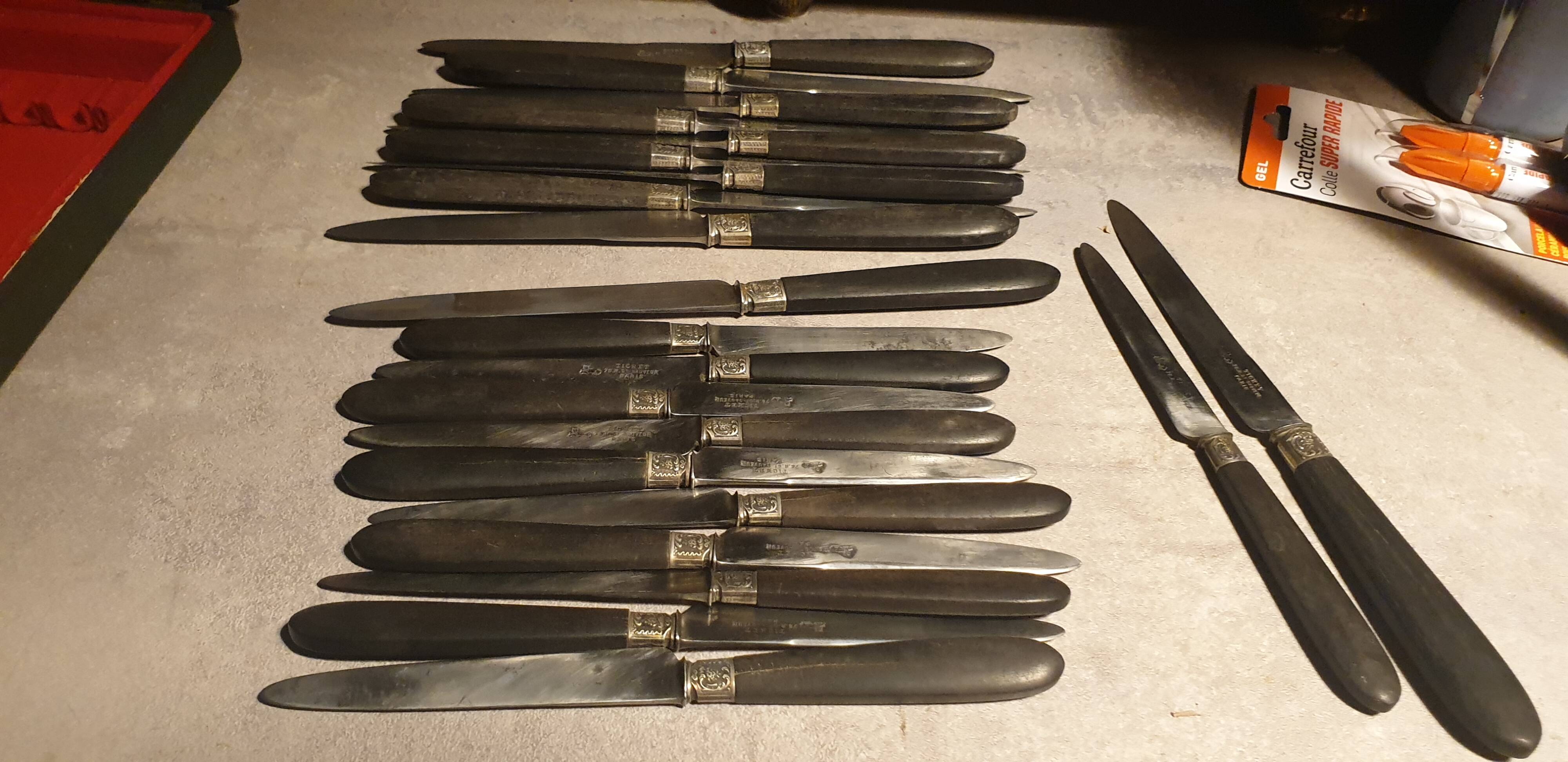 Set of 22 19th century knives