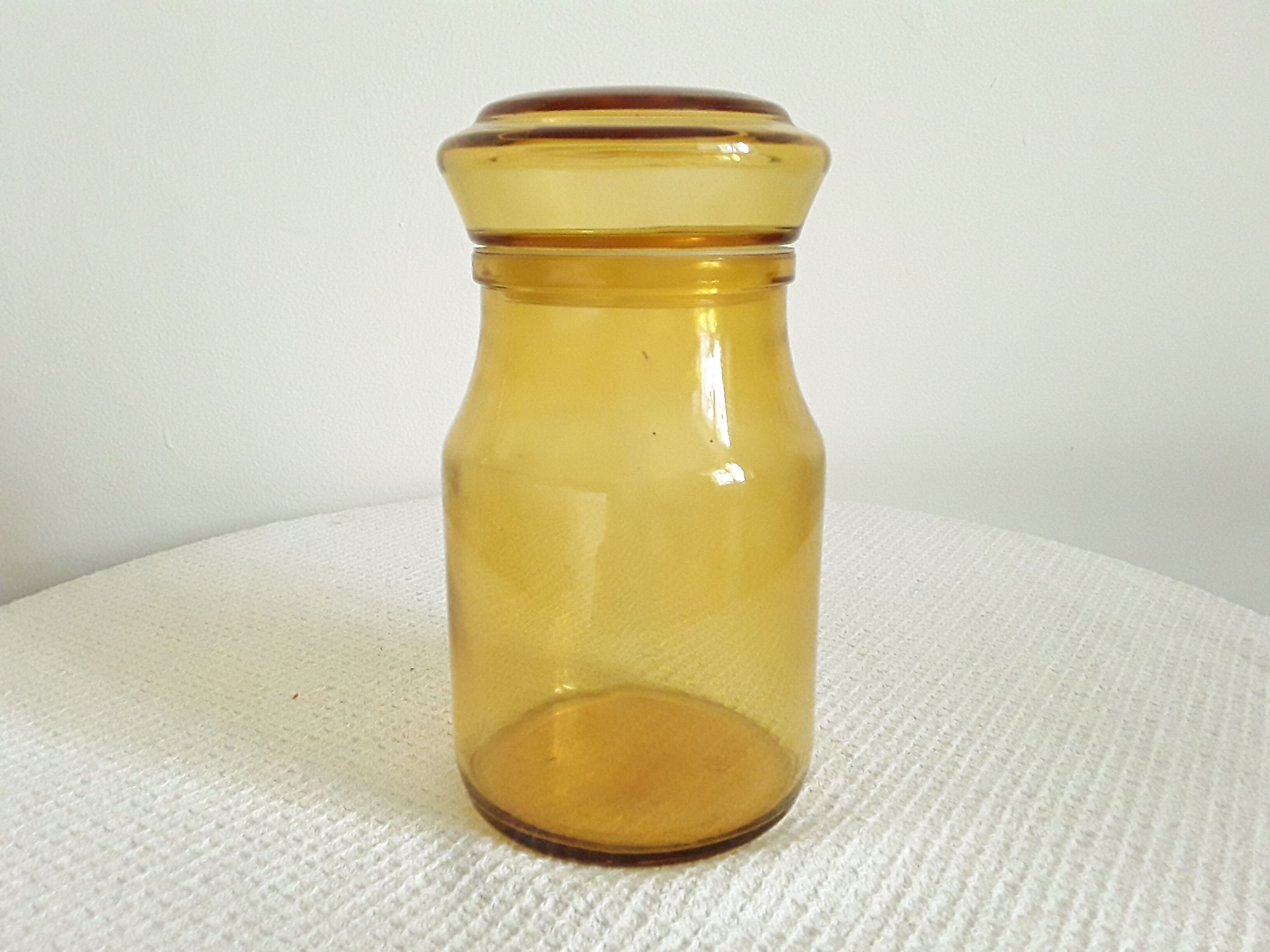 Bocal vintage en verre jaune