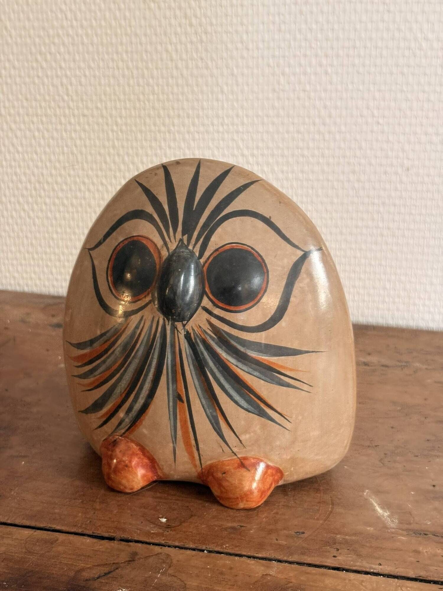 Sculpture Owl Ceramic Polished Tonala Jalisco Mexico Hech