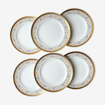 6 small vintage plates in golden white porcelain winterling bavaria