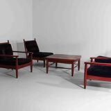 XL set of 8 mid-century lounge chairs, Belgium 1960s