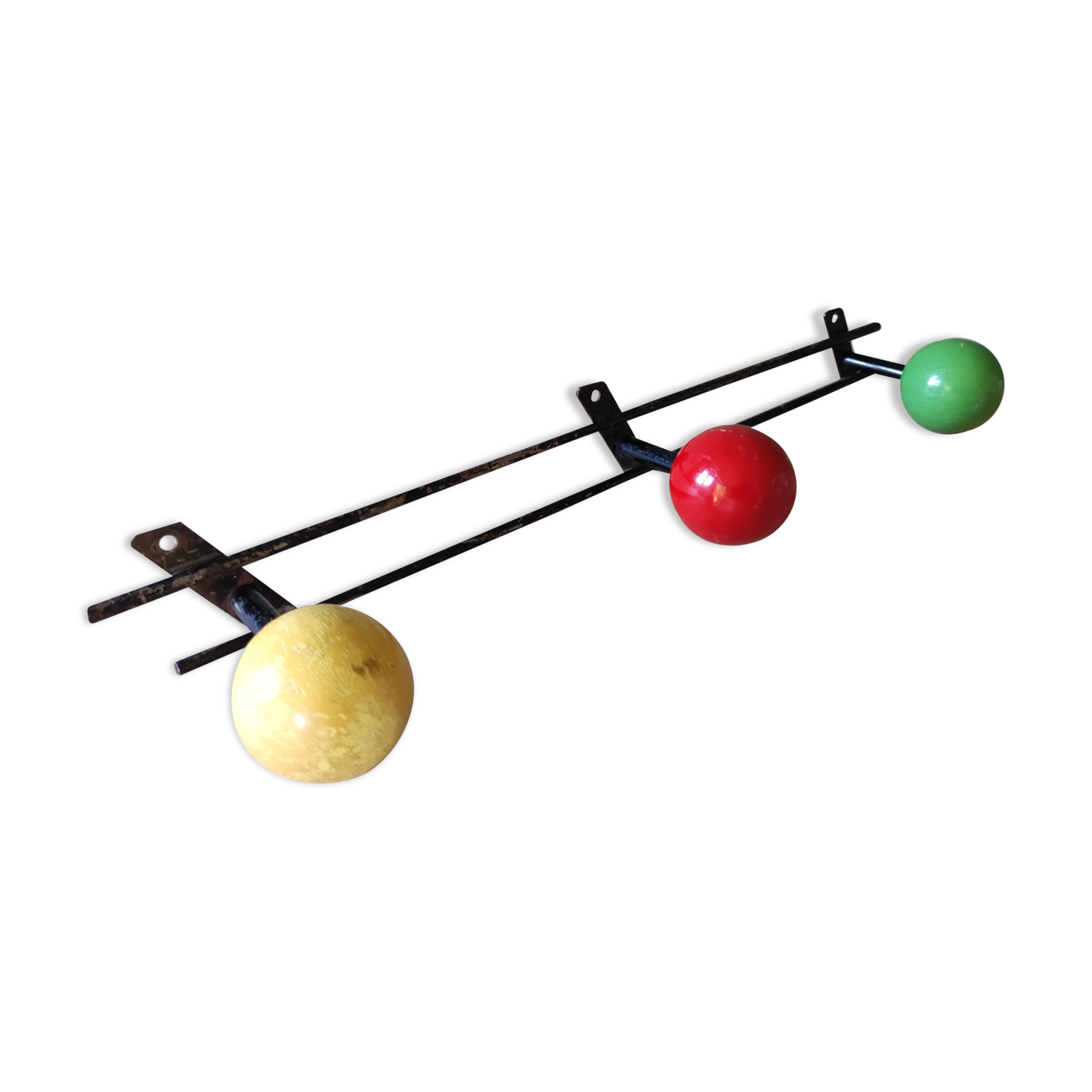 Coat rack steel pateres balls wood
