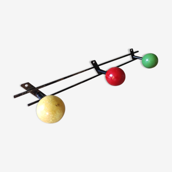 Coat rack steel pateres balls wood