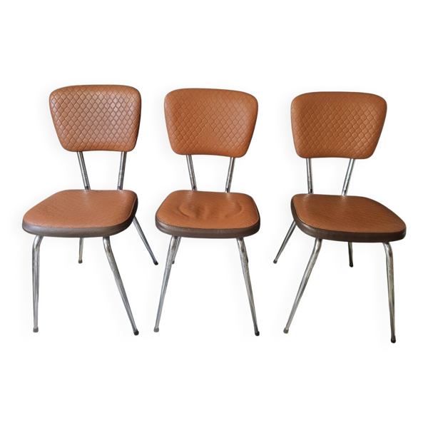 3 chaises de cuisine vintage en skaï Loire Sièges