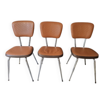 3 chaises de cuisine vintage en skaï Loire Sièges
