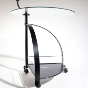 Vintage Bauhaus-style serving trolley with glass top