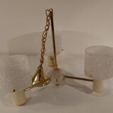 Lustre 3 feux globes perspex vintage