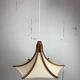 Teak and linen umbrella pendant hanging lamp by Domus, 1970s