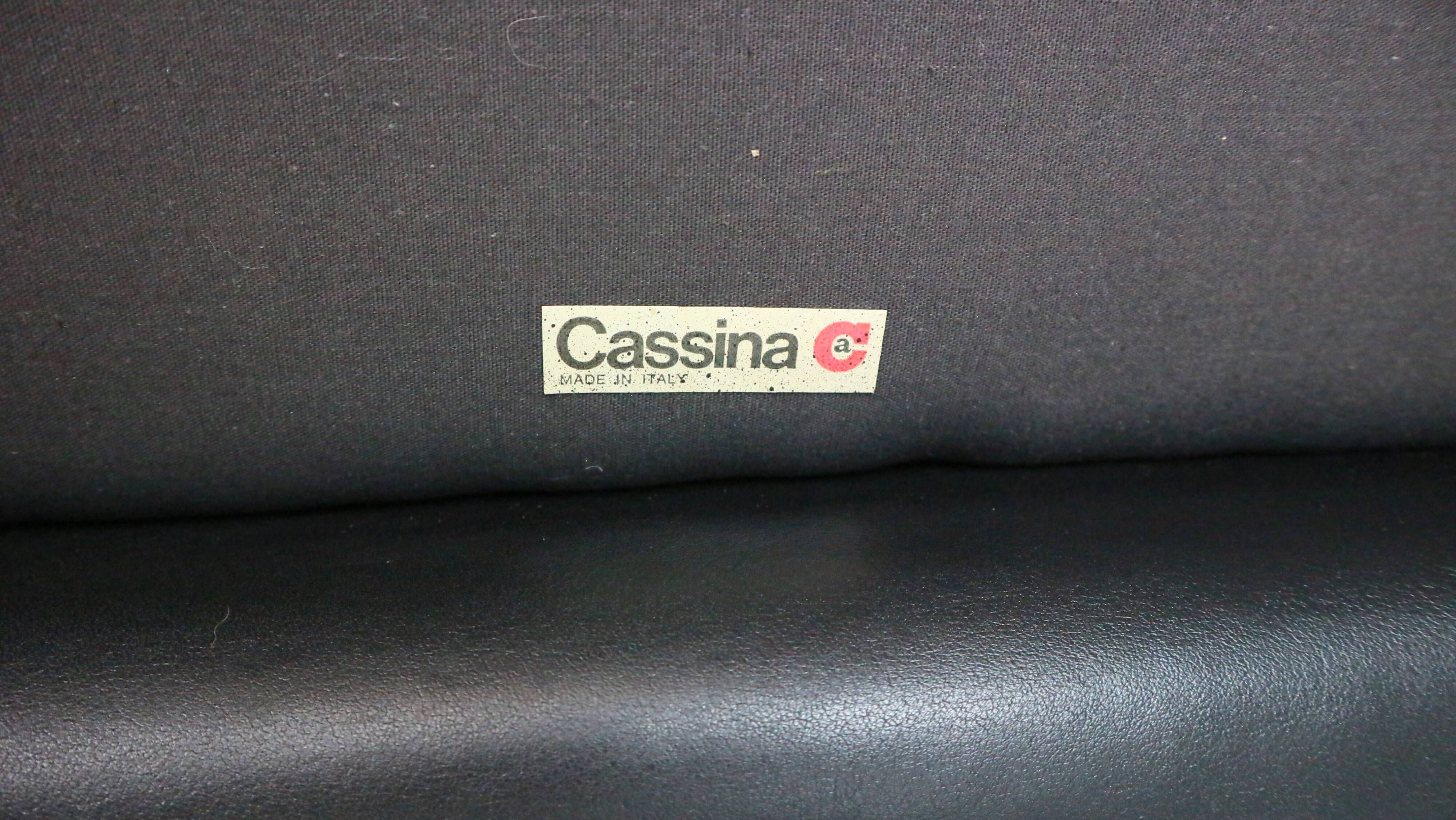 Vico Magistretti Maralunga Black Leather Lounge Chair for Cassina, 1980s