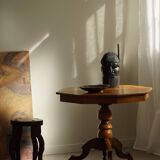 Danish Art Deco octagonal side table in birch with an inlaid top, 1940s.