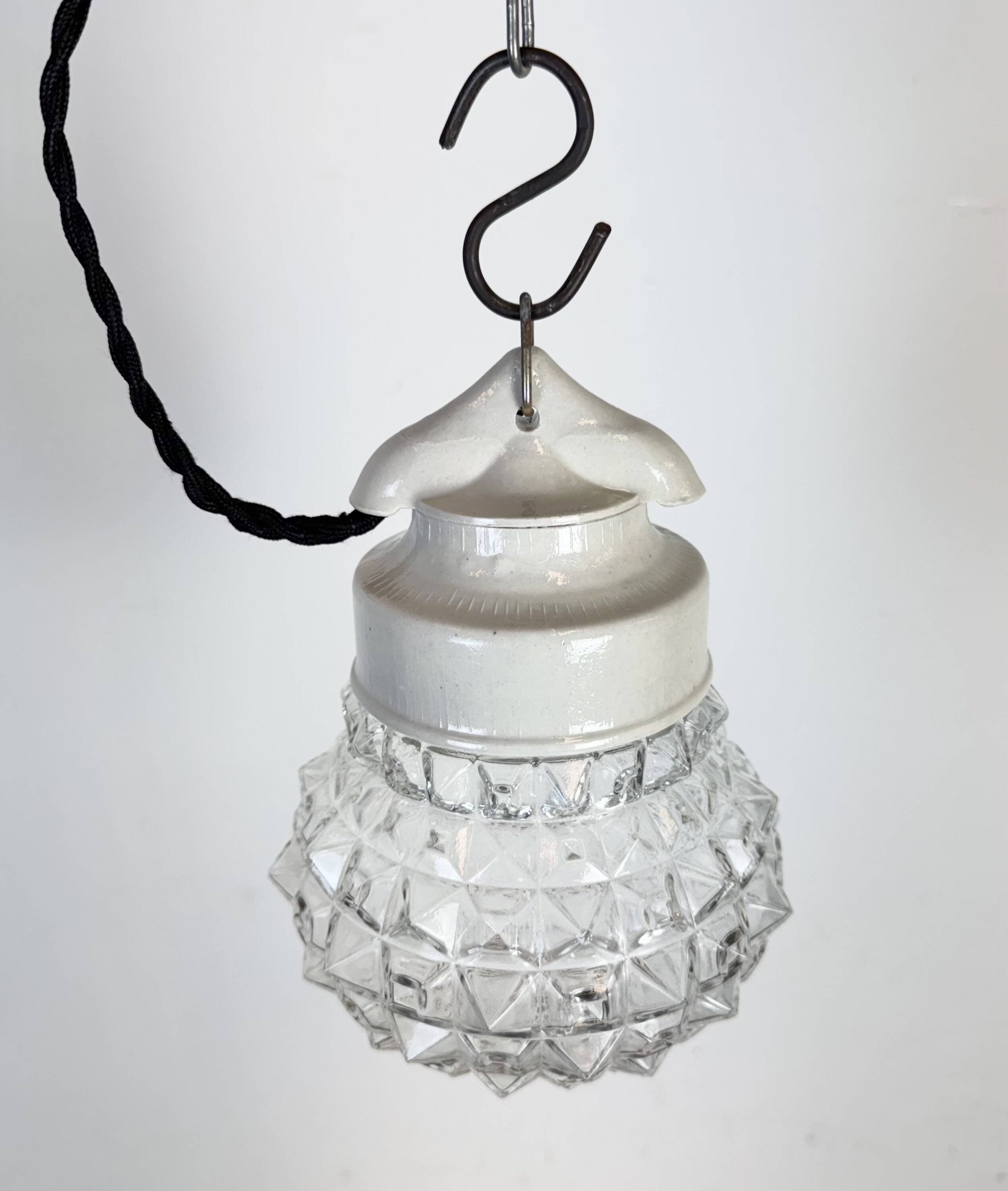 Vintage White Porcelain Pendant Light, 1970s