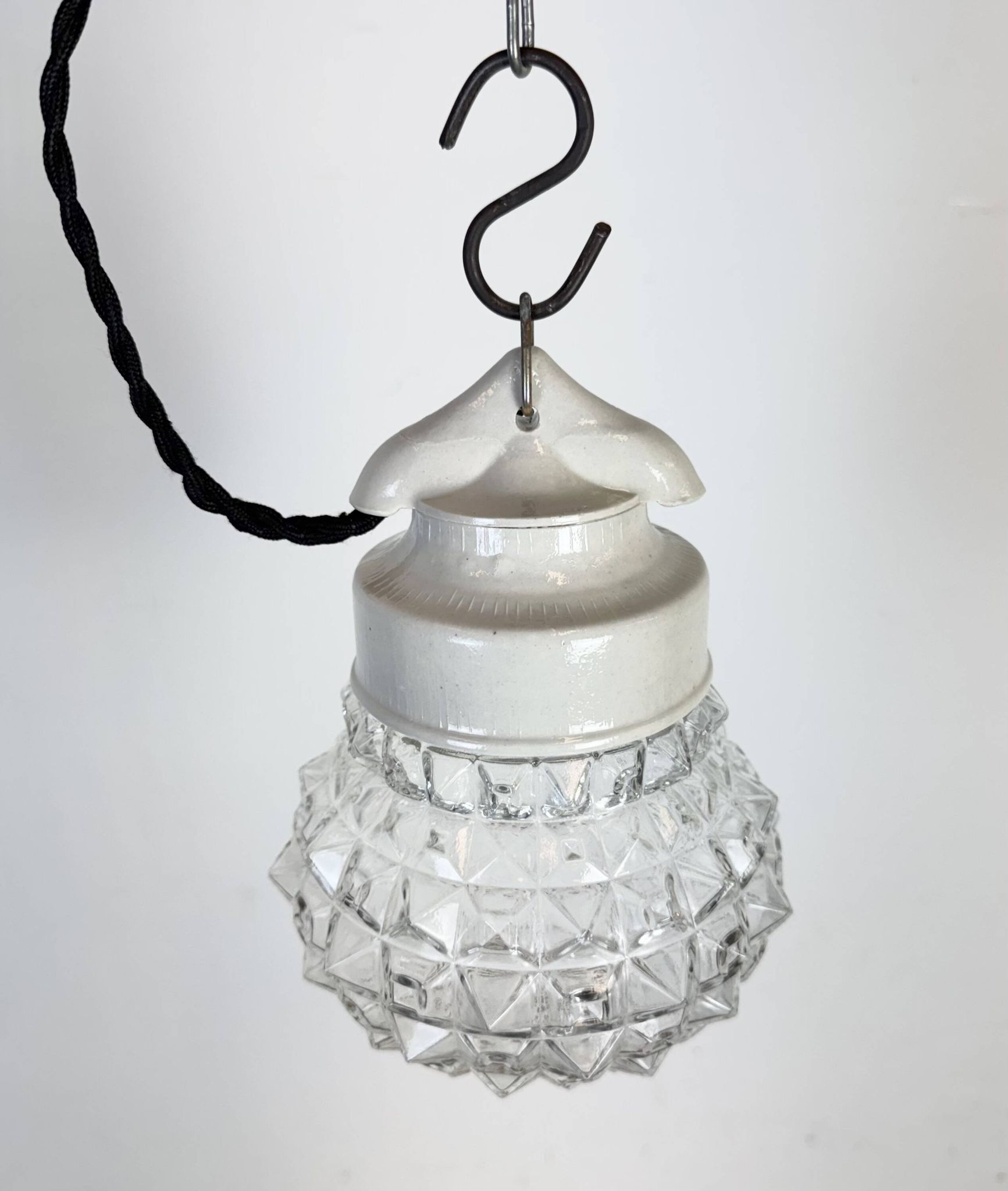 Vintage White Porcelain Pendant Light, 1970s