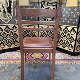 Suite of 6 oak and leather chairs 1950