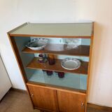 Vaisselier vitrine meuble de rangement vintage pieds compas