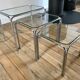 Trio of pull-out coffee tables in glass and chrome metal 70s