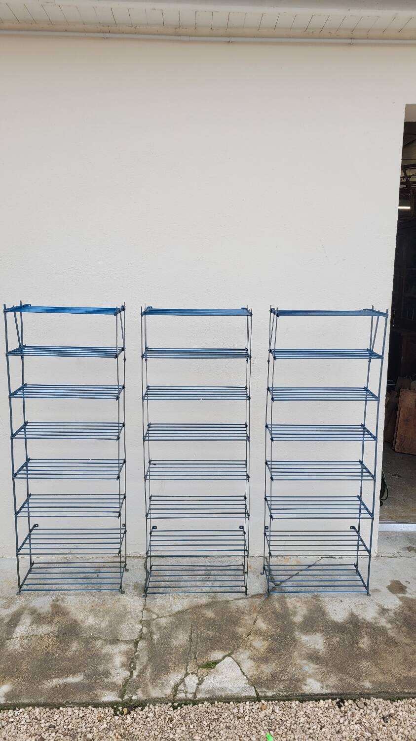 Set of 3 Rigidex iron storage locker shelves 1950s