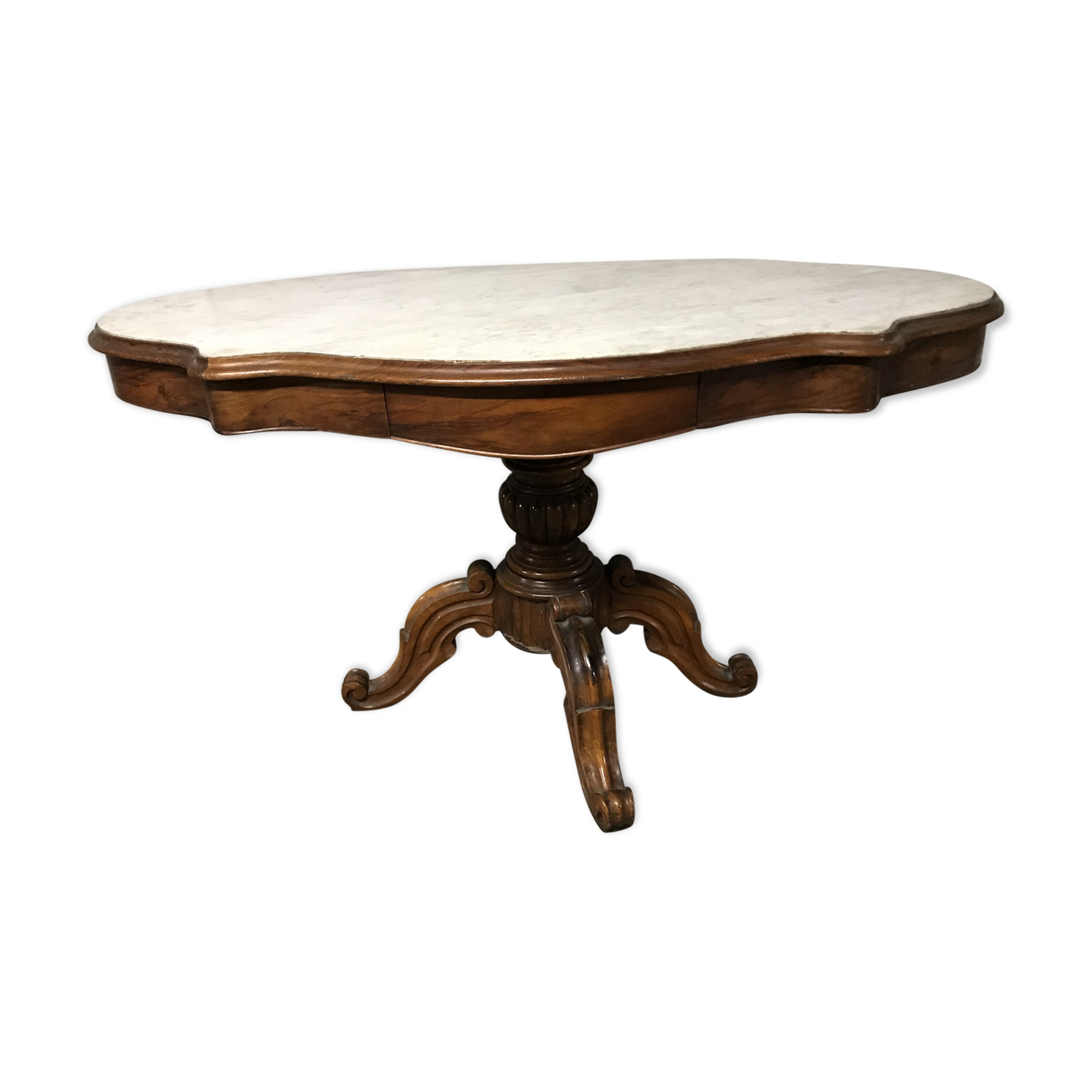 Side table Louis Philippe walnut and marble