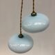 Paire de suspensions vintage en opaline bleu pale
