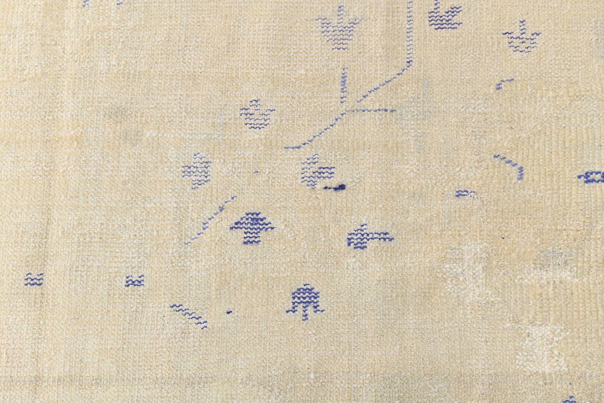 3x12 Blue & Beige Antique Vintage Runner Rug, 80x369Cm SK 23836