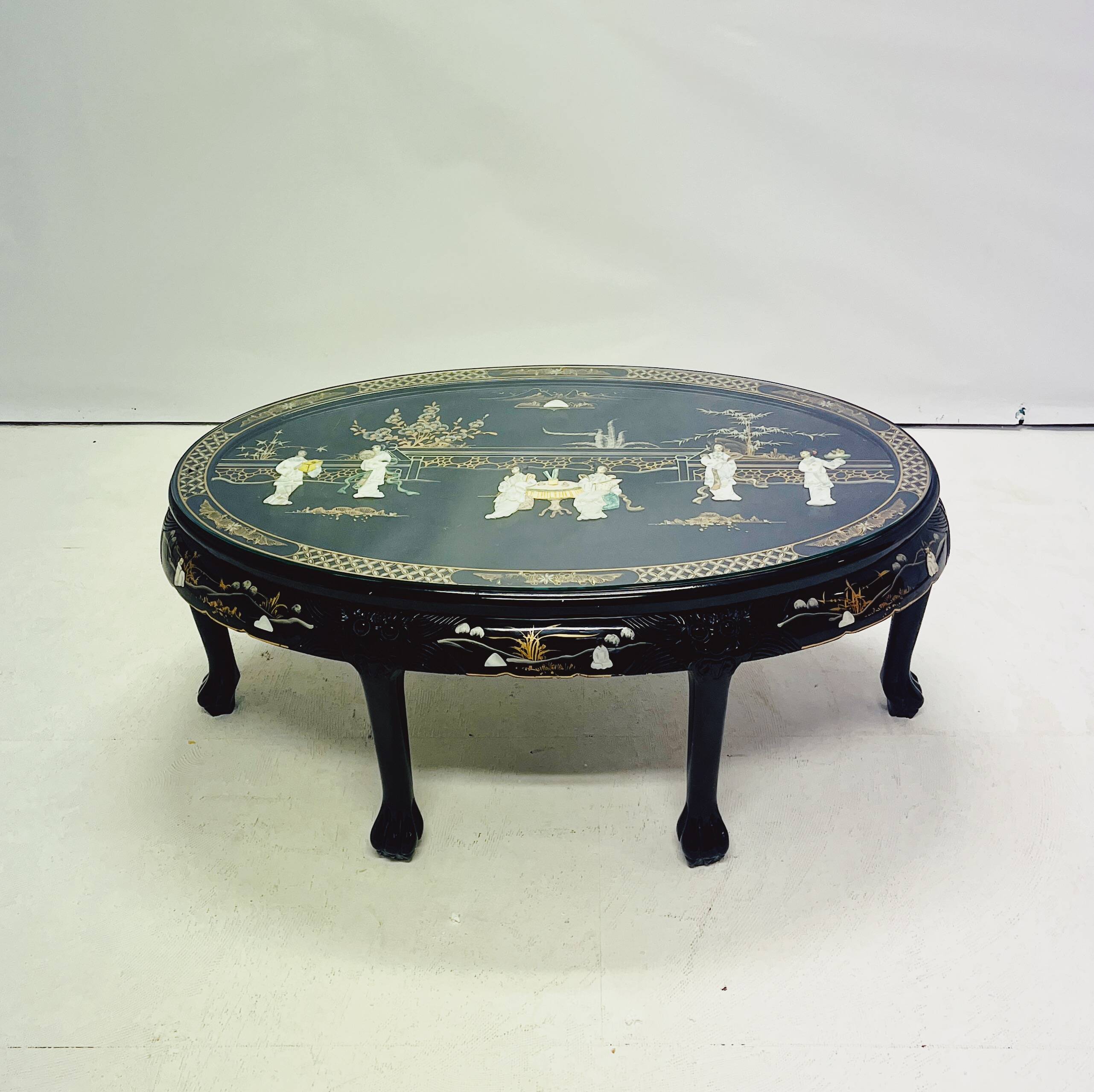 Chinese Coffee Table with 6 Matching Stools
