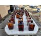 Set of 41 brown glass pharmacy bottles.