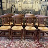 Suite of 8 rustic Provencal mulched chairs