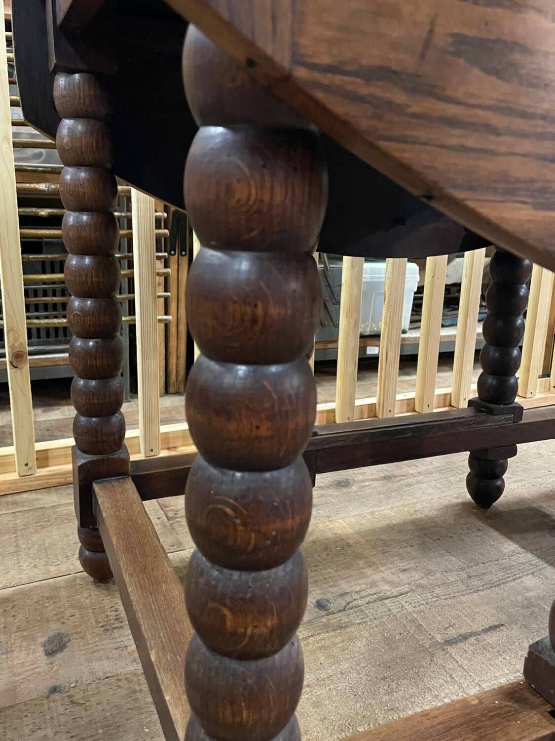 Solid wood farmhouse table with drop leaves