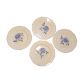 Set 4 assiettes plates Digoin fleur bleue