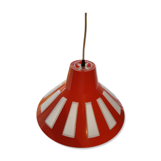 Lampe suspension orange Space Age années 70