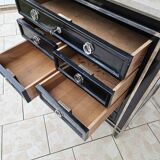 Commode Art Déco à 9 Tiroirs En Laque Et Bronze Nickelé