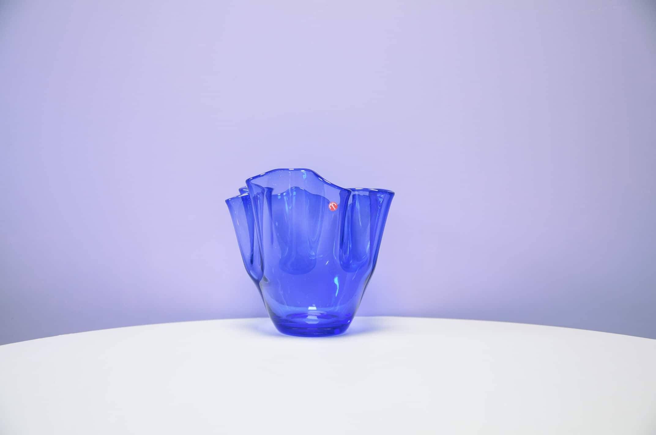 Vintage blue organic glass vase