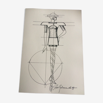 Illustration of press fashion by Paco Rabanne in the 90