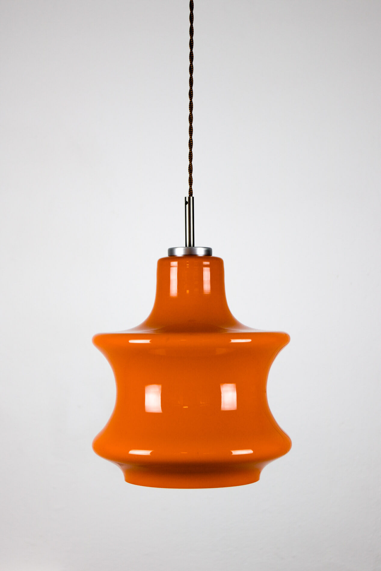 Mid-century orange glass pendant lamp