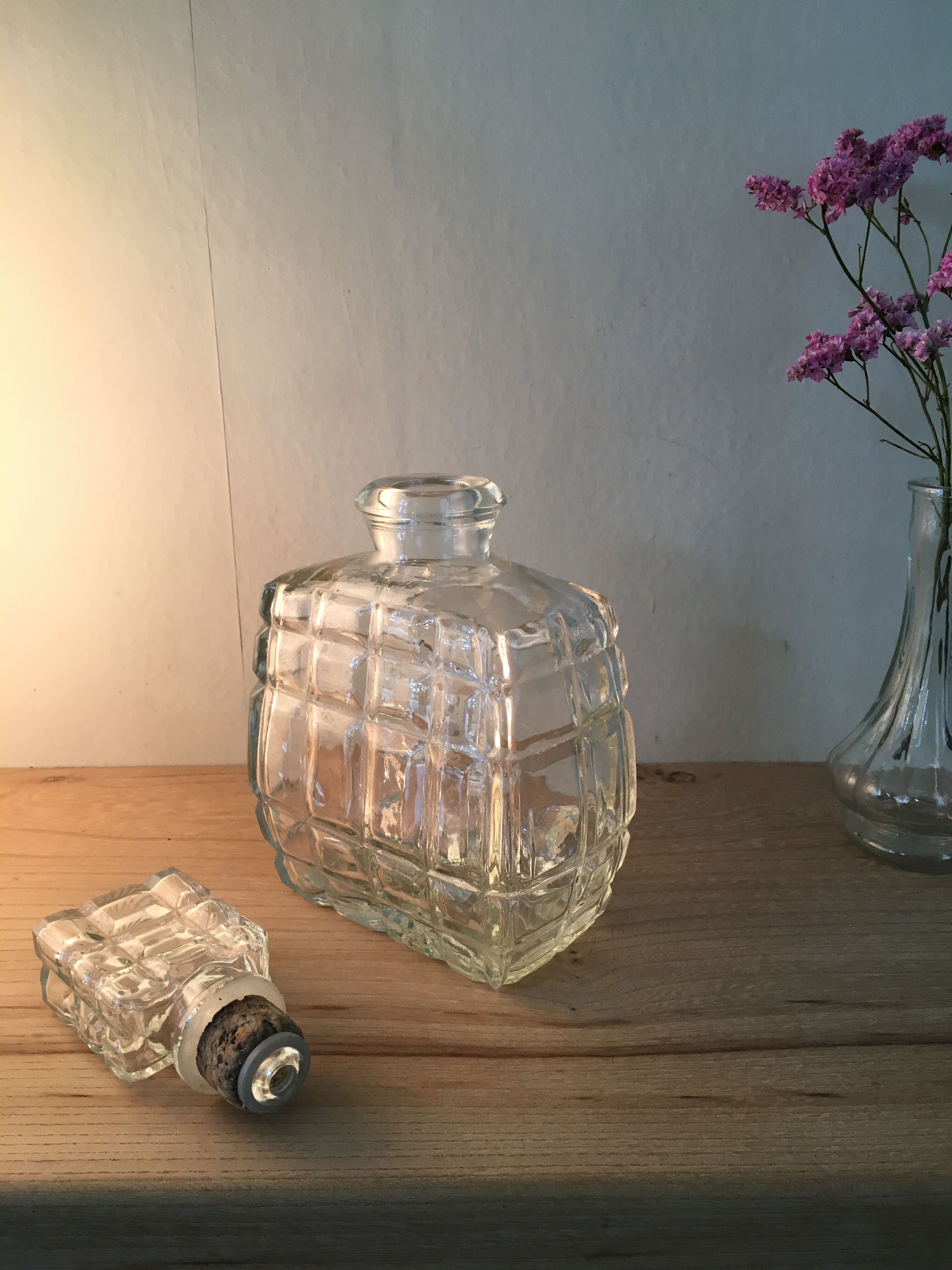 Chiseled glass whiskey carafe