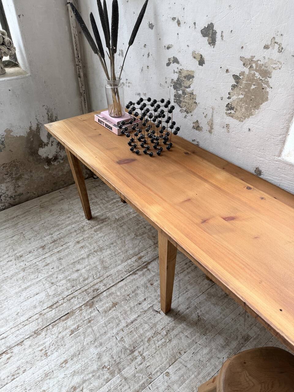 Oak and pine farmhouse console table