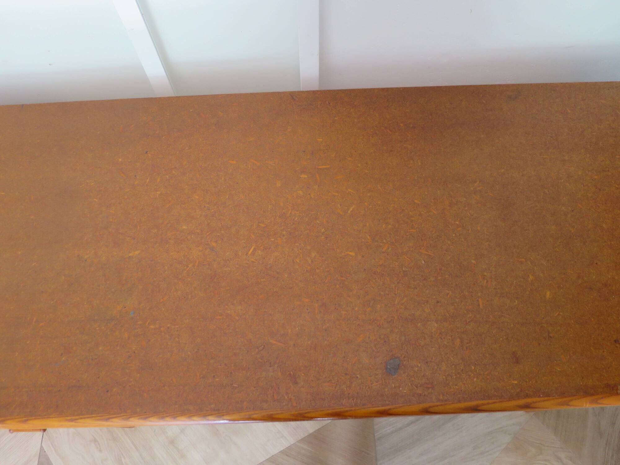 Vintage cane rattan desk with a large top and 5 drawers - 1960s/70s.