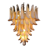 Vintage chandelier 70s italian, 75 petals in murano glass caramel