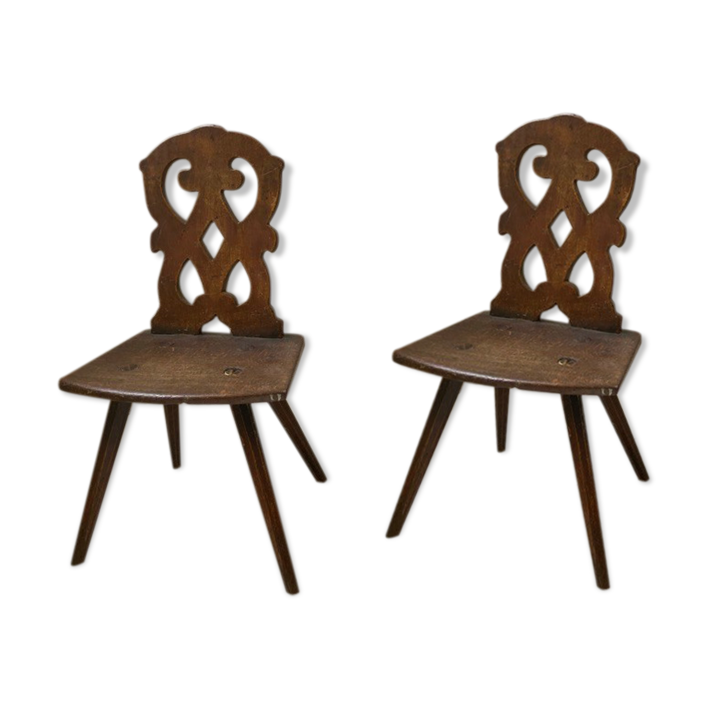 Pair of brutalist Alsatian mountain chairs 19th