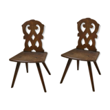 Pair of brutalist Alsatian mountain chairs 19th