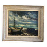 Huile sur toile, reproduction marine d’après Vlaminck, XXème