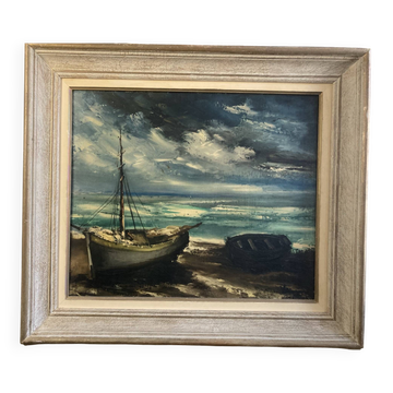 Oil on canvas, marine reproduction after Vlaminck 20th century.