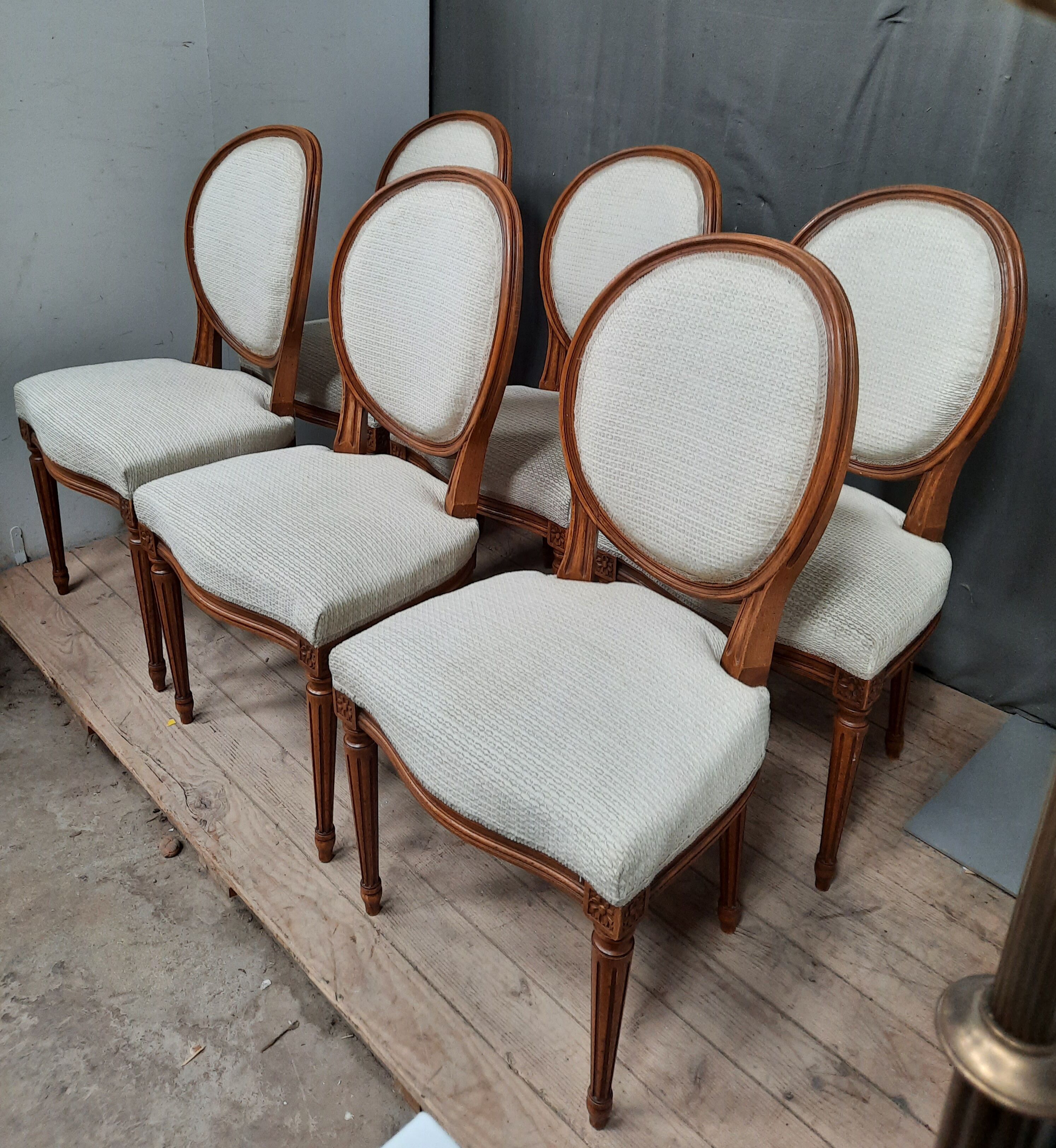Series of 6 Louis XVI style medallion chairs