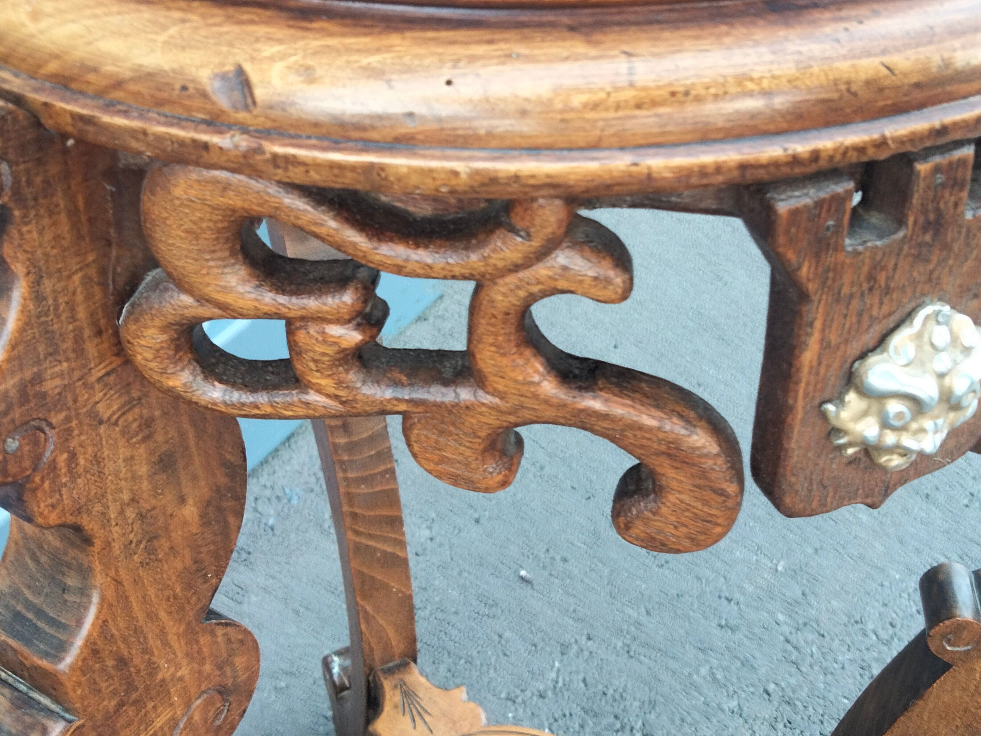 Pedestal table in old natural wood late nineteenth century