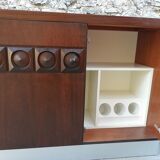 Exotic wood, belgium, 1960's brutalist bar cabinet